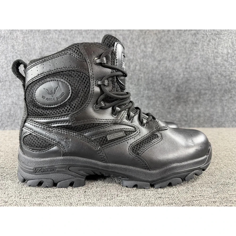 Thorogood Deuce Combat Work Boots Mens 9.5 Black Leather Side Zip Waterproof